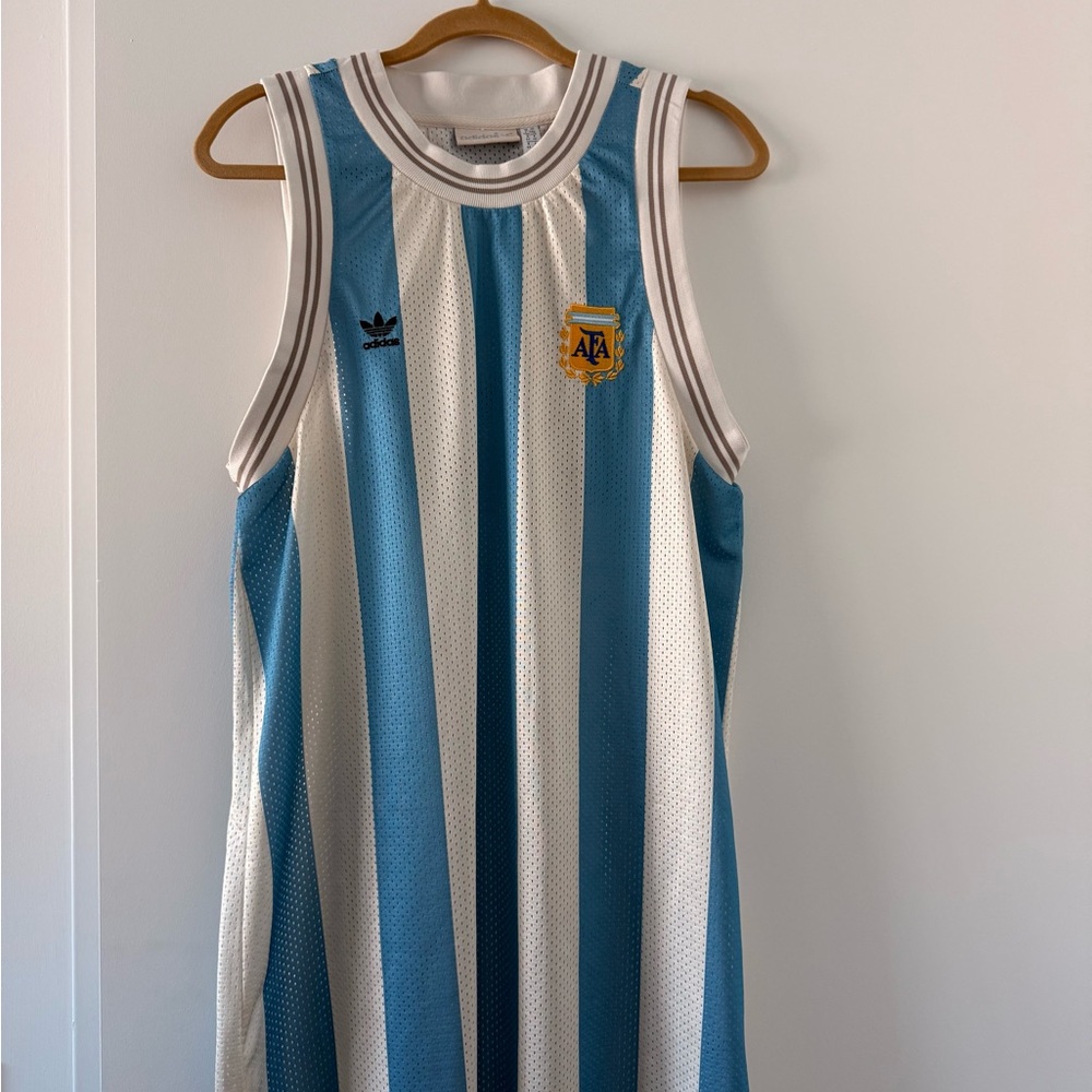 Adidas Dresses | Adidas Originals Blue and White Jersey Dress